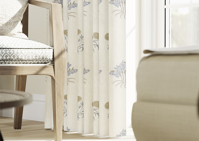 William Morris At Home Lily Flower Embroidery, Woad - Made to Measure Curtains - Image 5